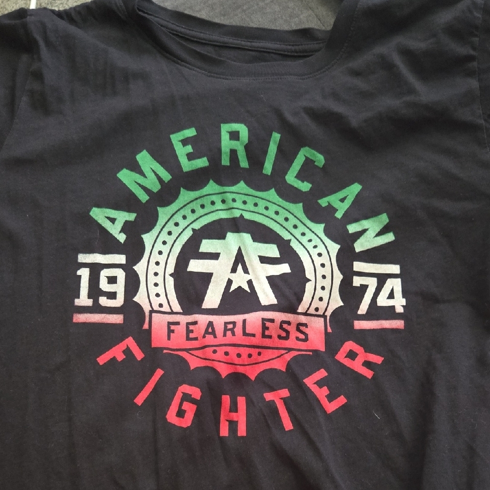 American Fighter Black Tee with Green and Red Design